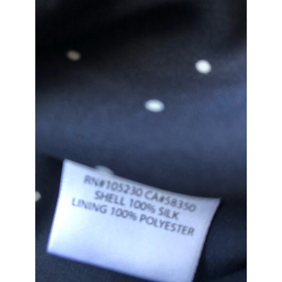 NWOT Equipment Long Sleeve Ruffle Silk Polka Dot Shirt in Navy Size S - Picture 6 of 6